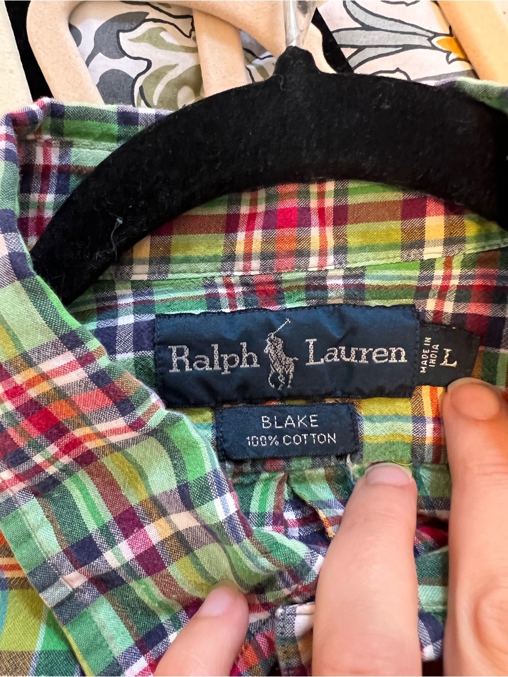 VNTG Ralph Lauren Short Sleeve Blake Button Down Madras Plaid Preppy - Picture 4 of 5